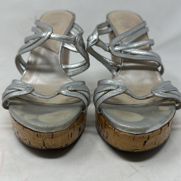 Dior Metallic Silver Wedge Platform Slide Sandals Size 39 - Picture 3 of 15